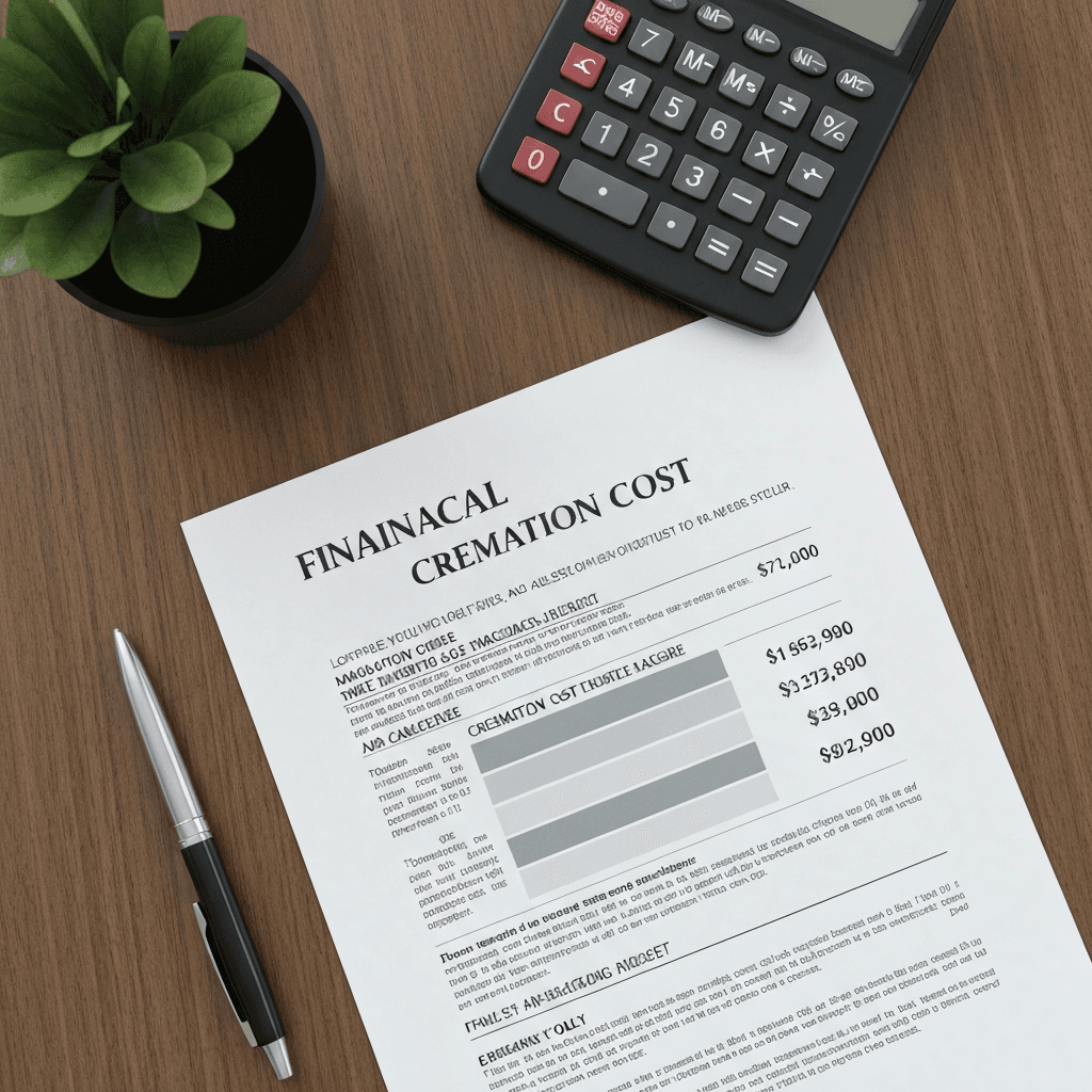 Cremation cost document on table