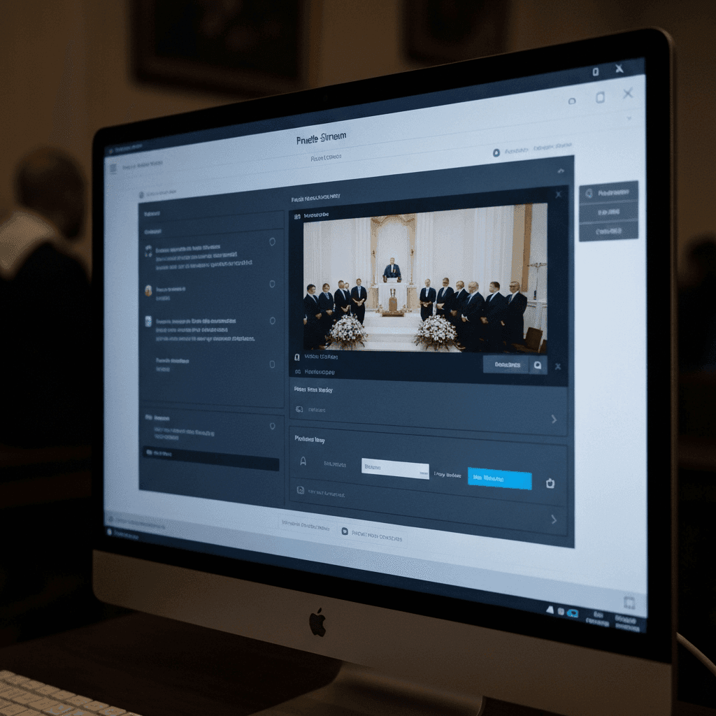 Private funeral live stream screen