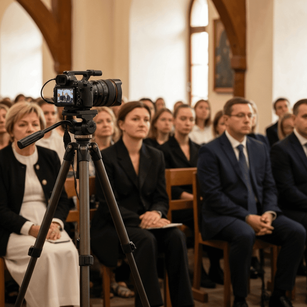 Camera live streaming indoor funeral