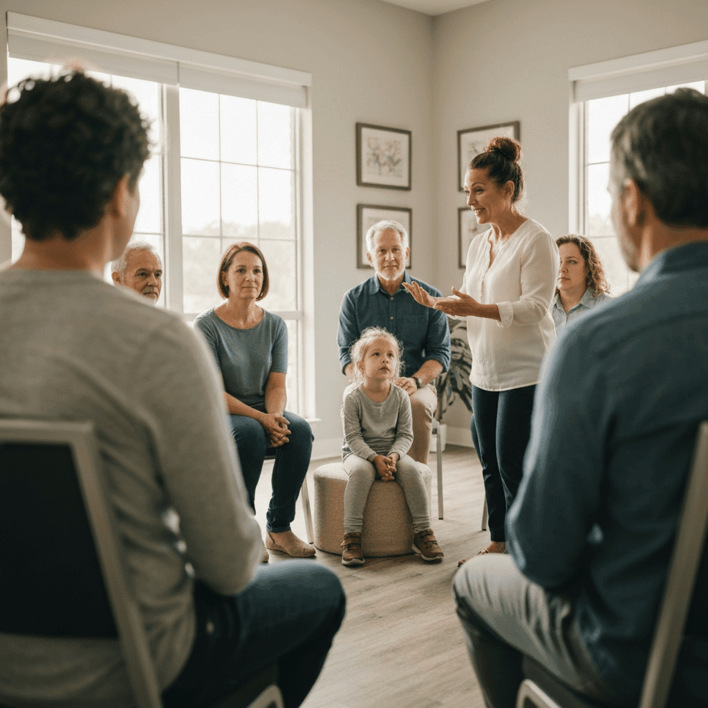 Grief support group session in progress