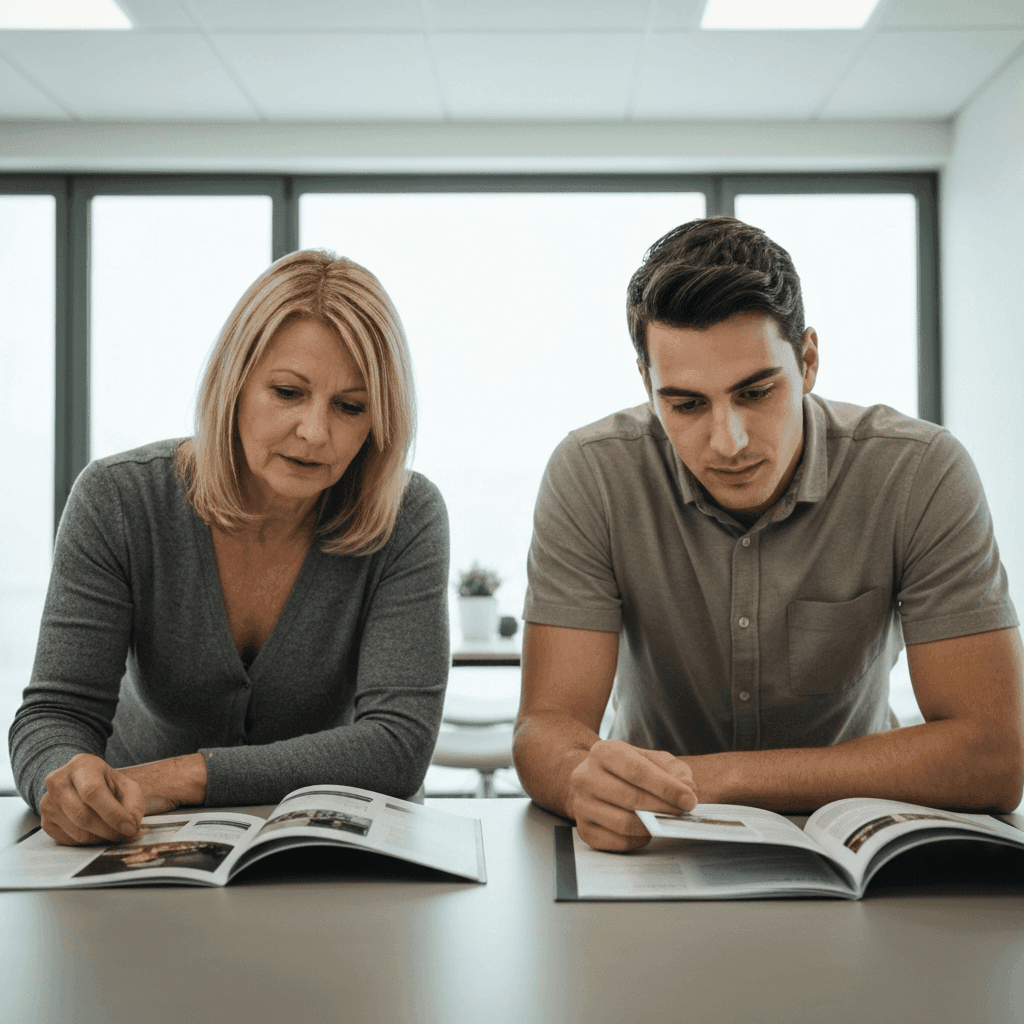 Reviewing funeral service brochures